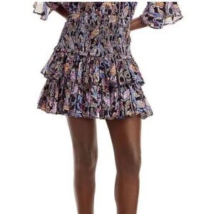 Sundry paisley ruffle tiered mini skirt size Medium